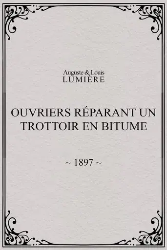 Workers Repairing a Sidewalk with Bitumen